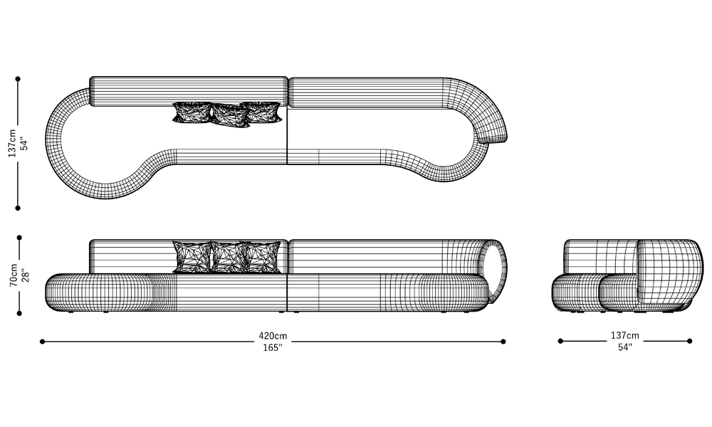 Image of the main dimensions of the product